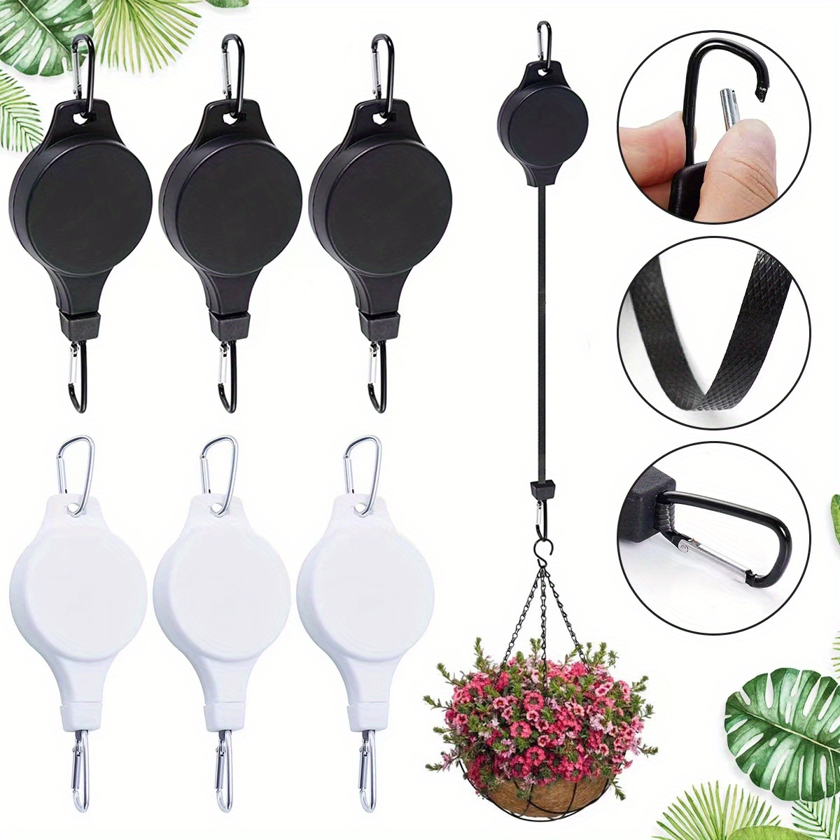2 4pcs Heavy Duty Plant Pulley For Hanging Plants Retractable