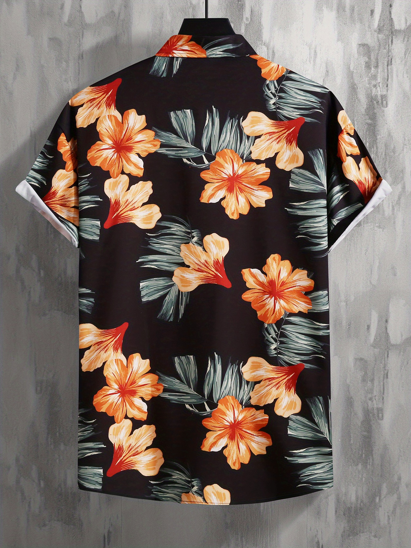 Camisa Hawaiana Hombre Estampado Palmera Puesta De Sol Ciervo Playa – Poliéster Manga Corta