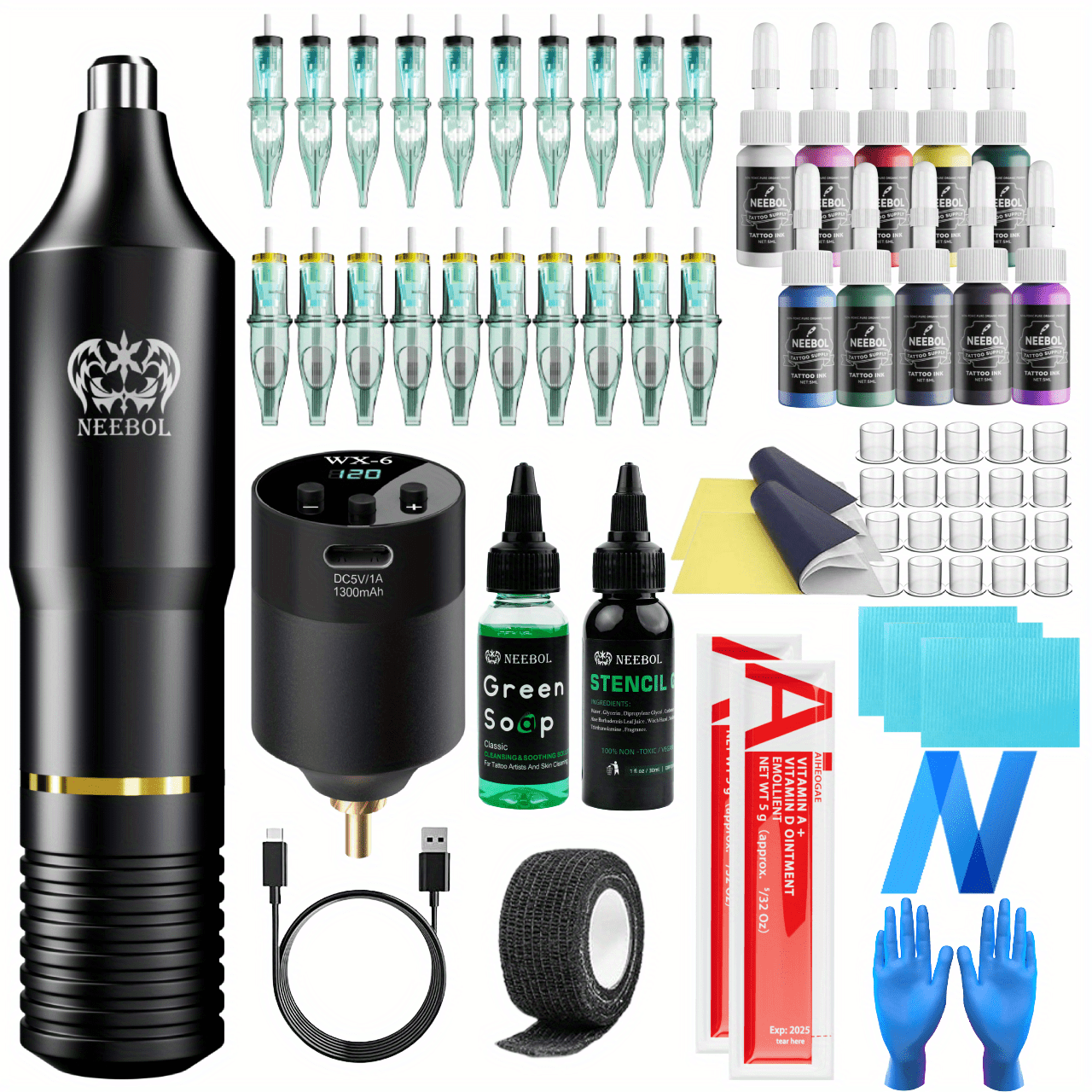 Neebol Wireless Tattoo Kit, Complete Tattoo Pen Secant Fog Tattoo