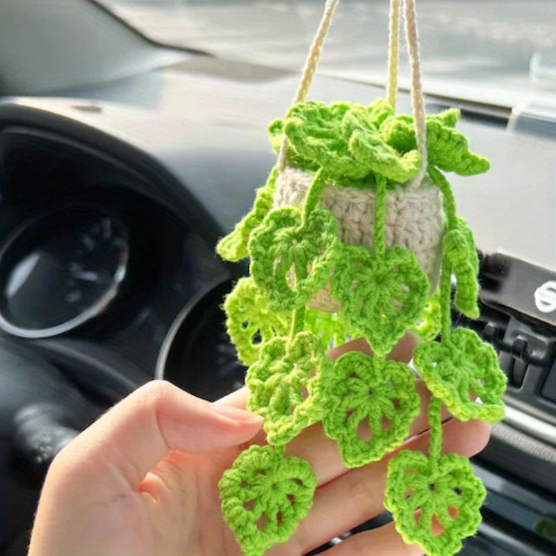 Crochet Pflanze Auto Spiegel Hängende Accessoires Bohemian - Temu