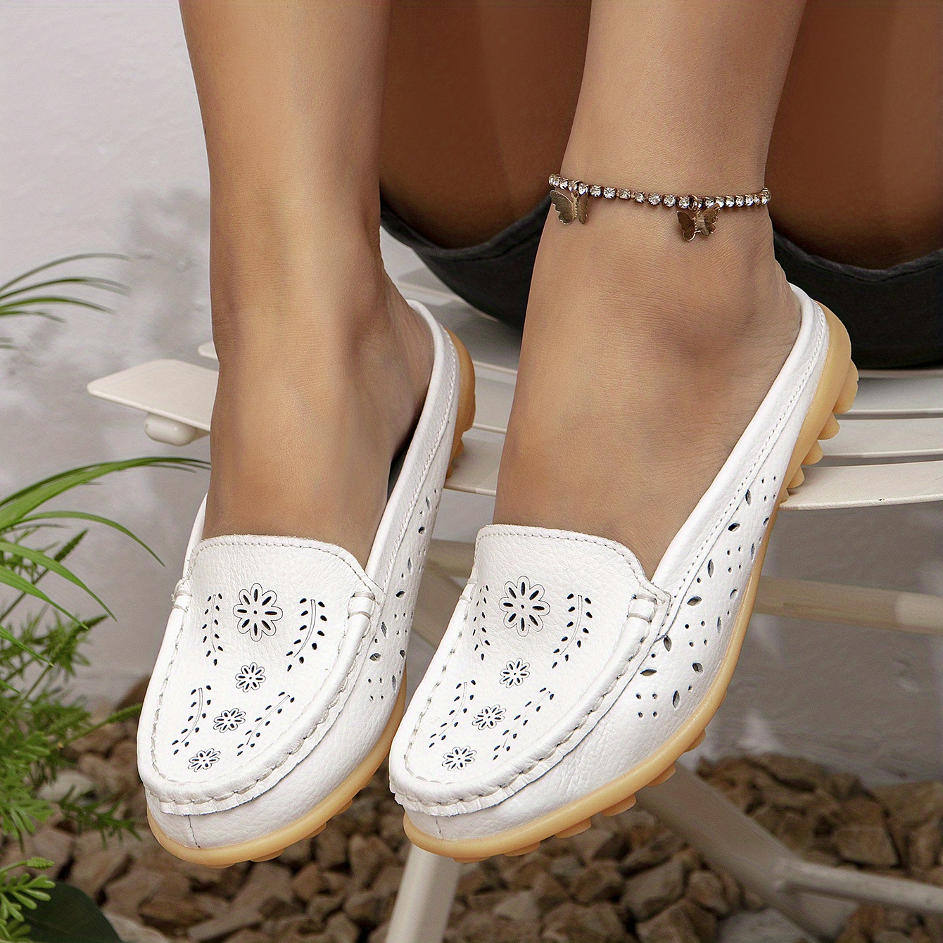 White backless loafers on sale womens