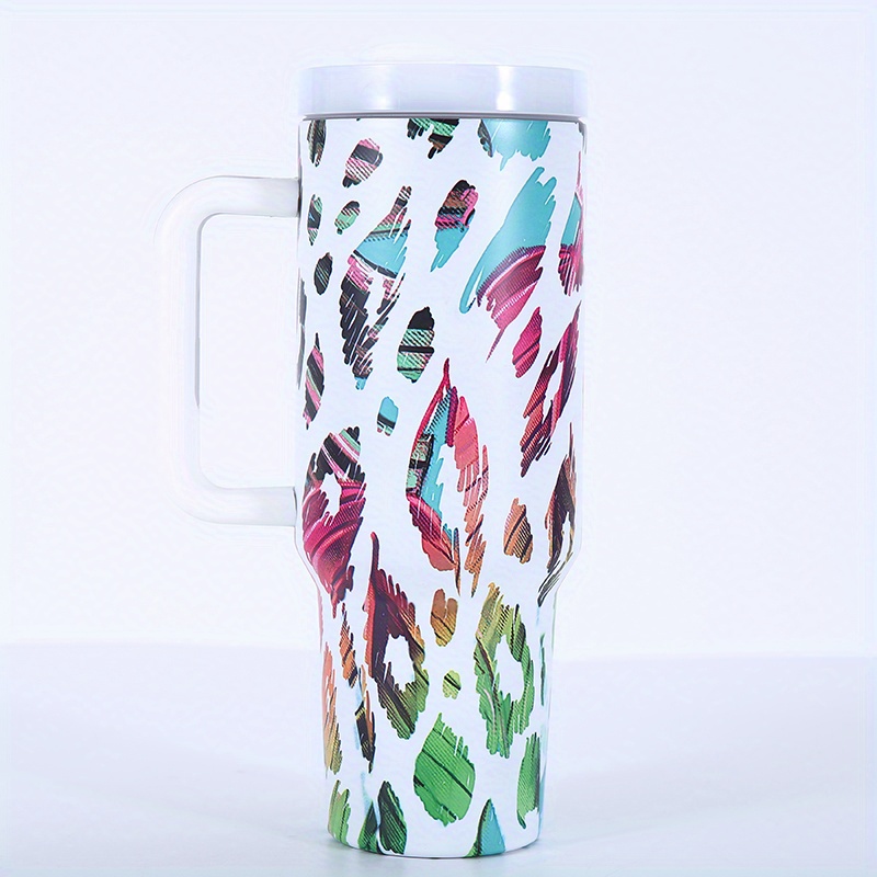 Tropical Floral Leopard 40 oz Tumbler with Handle