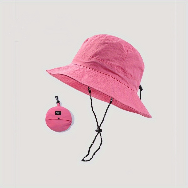 1pc Waterproof Bucket Hat Packable Bag Basin Hat Summer Thin Quick-drying Outdoor Mountaineering Hat Men Sun Hat, Bucket Hats, Show Red Color, 6.