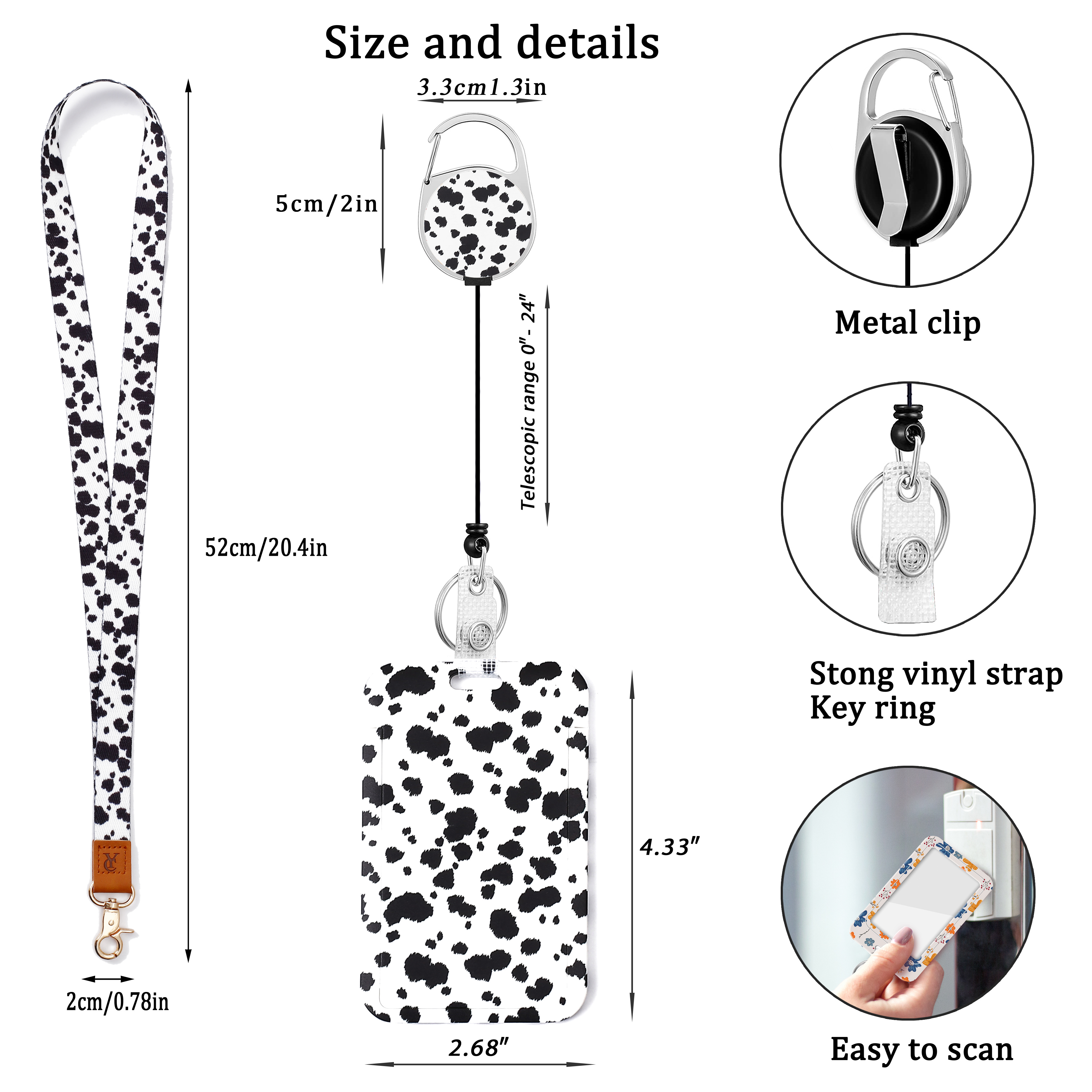 Cute Id Badge Holder Set With Retractable Badge Reel, Lanyard & Heavy Duty  Clip - Perfect For Work, Nurse, Teacher, Cruise Ship Cards & More! - Temu