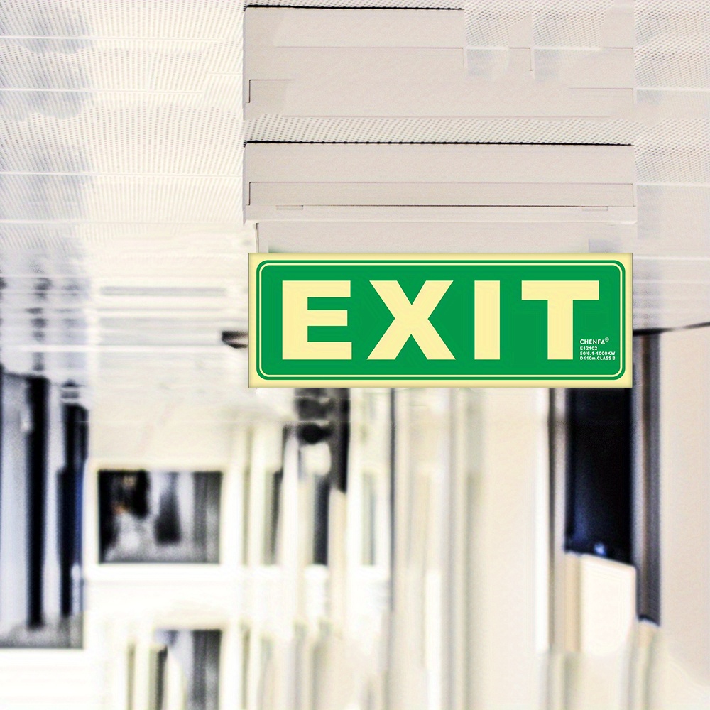 Image of -the-dark Pvc Exit Sign - 12"x4" Safety Escape Marker, Wall Mounted Fire Safety Symbol For Security & Labor Protection, Escape Sign, Night Light