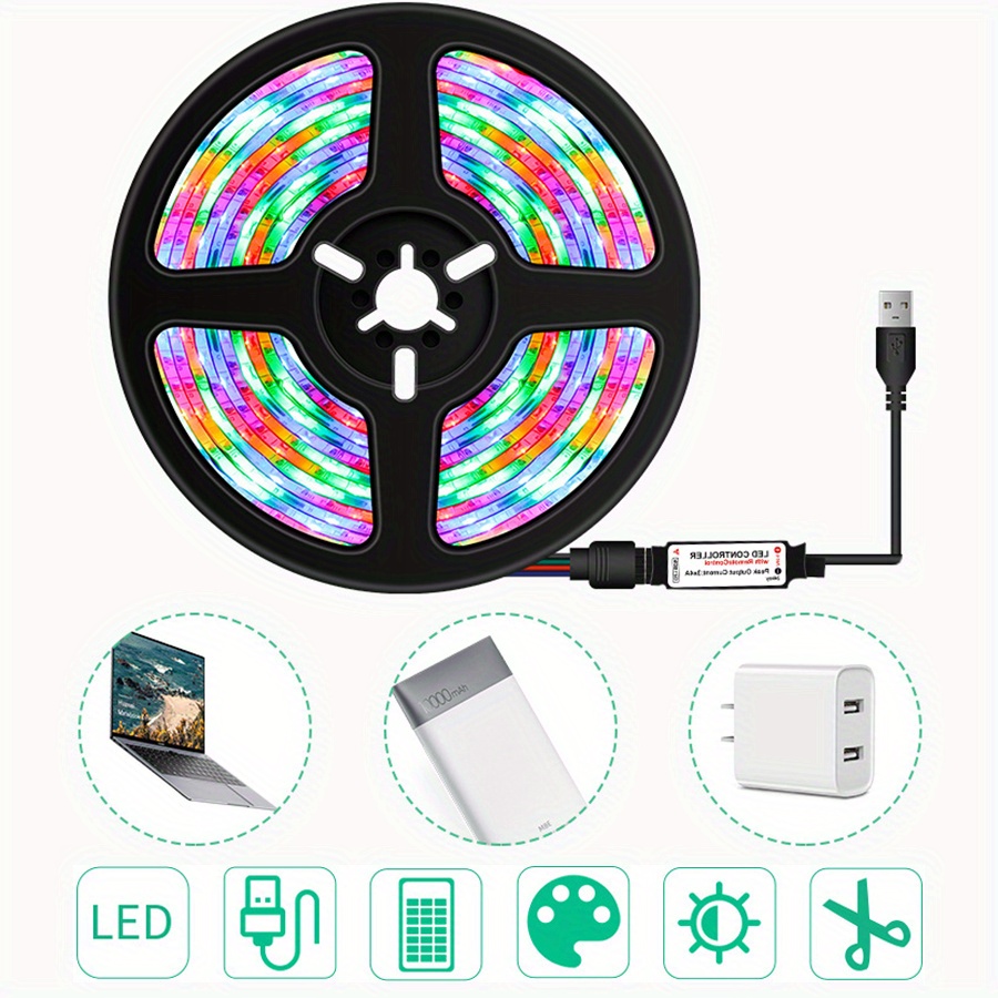 Tira de luces LED USB para iluminación trasera de TV, cinta de luces LED  Flexible de 5V, 2835, 60LED/m, interruptor de apagado/encendido, lámpara de  decoración de habitación de diodo impermeable - AliExpress