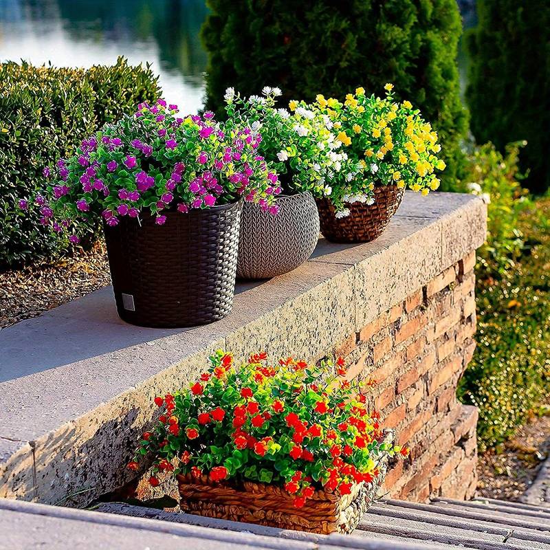 Cesto Fiori Artificiali Autunnali Con Margherite | Seta Sintetica Resistente UV | Per Esterni, Balcone, Giardino | Marrone/Arancione