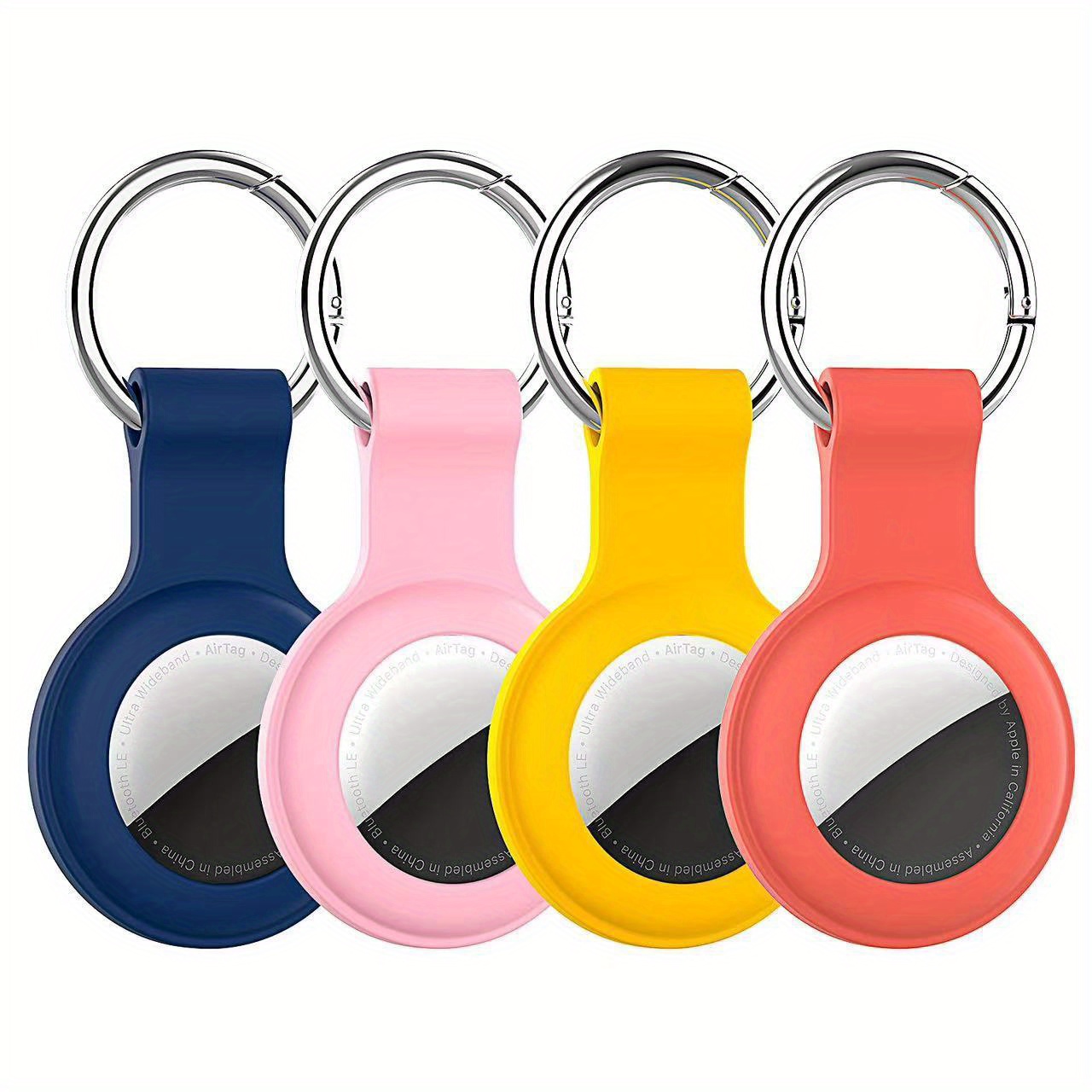 Airtag Holder 4 Pack Silicone Airtag Case with Keyring, Apple Air Tag  Keychain 4 Pack Apple Tag Holder for Finder Tracker Airtag Loop Airtag