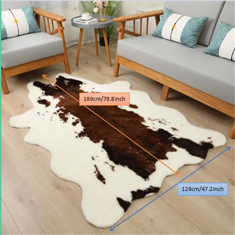 Durable Faux Cowhide Rug Washable Low Pile Perfect Bedroom Temu