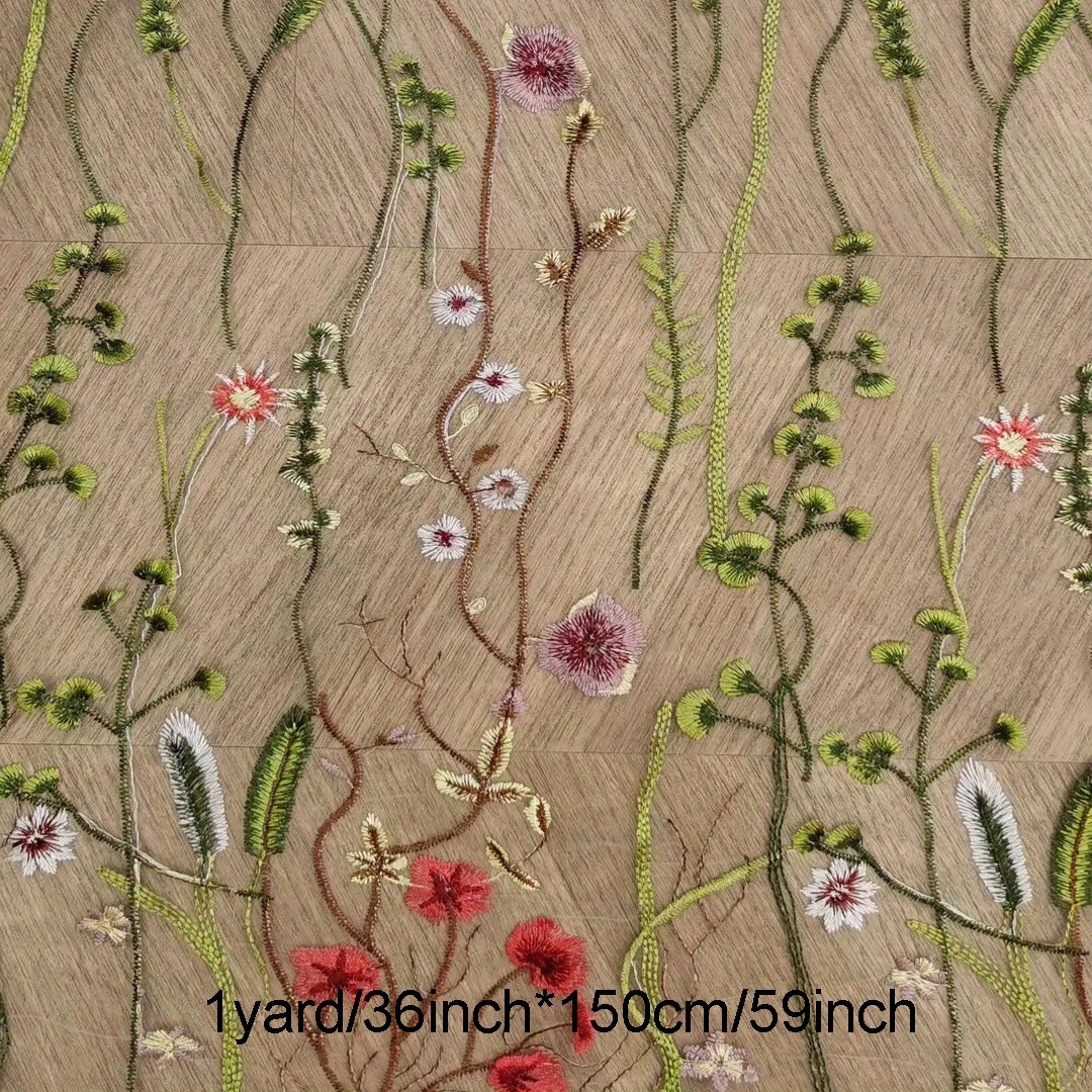 Embroidered Fabric Water Grass Embroidered Dress Fabric Diy - Temu