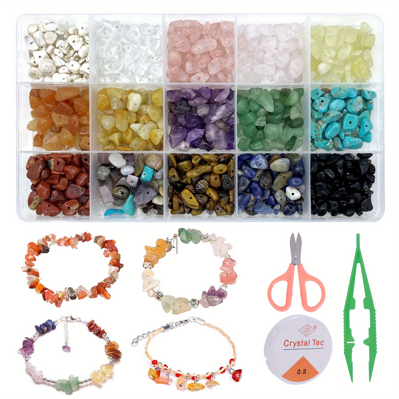 15pcs Irregular Crystal Chips Stone Beads Natural Gemstone Kit