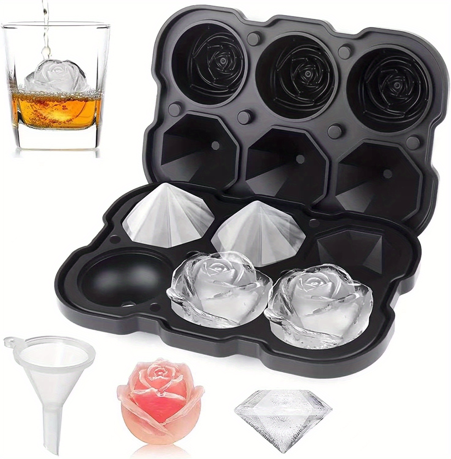 Cubo de hielo Bandejas de silicona ( Set de 2 ) whisky Molde de