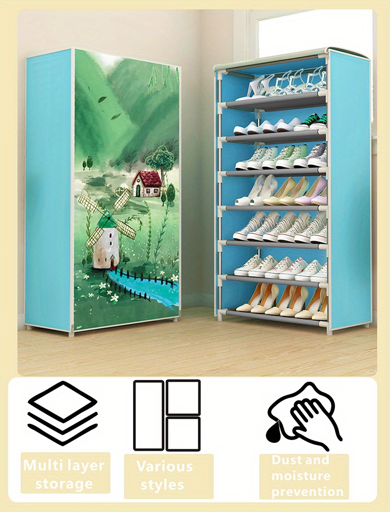 7 tier Foldable Dust Cover Shoe Cabinet Durable Large Shoe - Temu