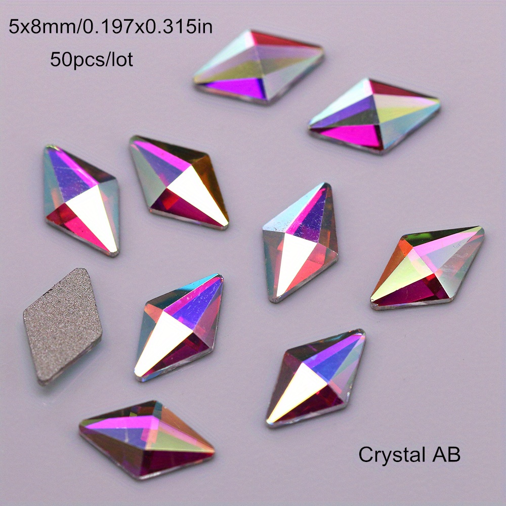 Lot Mixed Shapes Crystal Ab Flat Back Nail Art Crystal - Temu