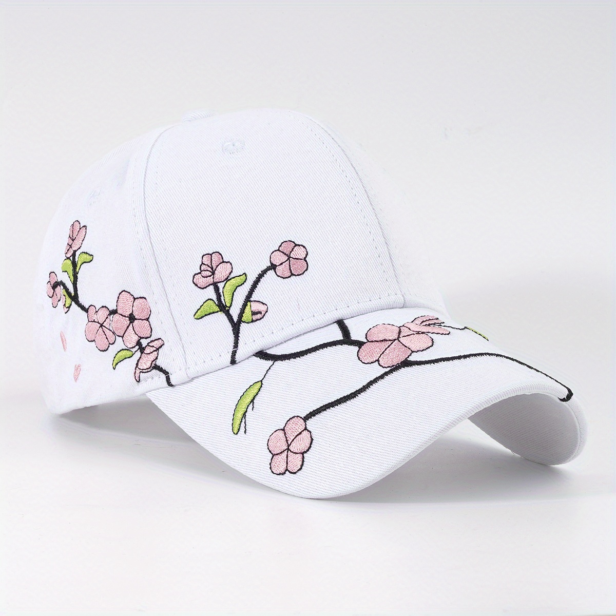 Embroidered Cherry Blossom Dad Hat