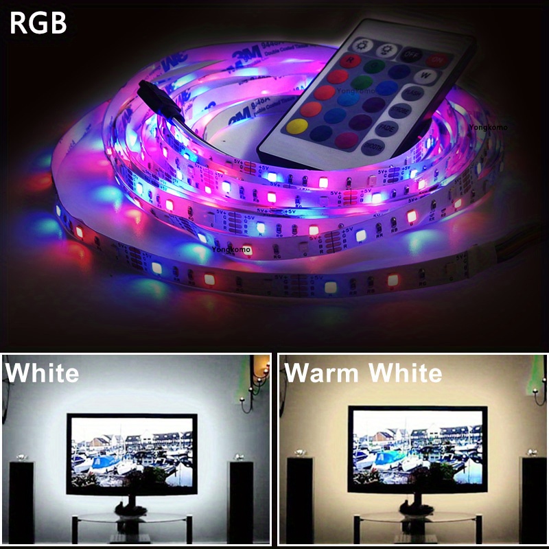 None/Brand Tira de luz LED USB de 5 V, 1 M, 2 M, color  rosa/azul hielo/blanco cálido/blanco/RGB 2835 luces de hadas de iluminación  de fondo de TV