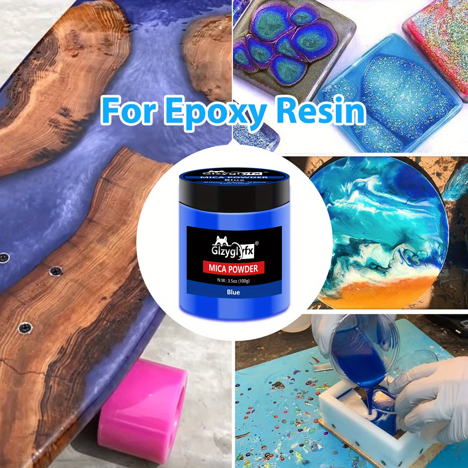 Jar Blue Pigment Powder Colorant Epoxy Resin Diy Crafting - Temu