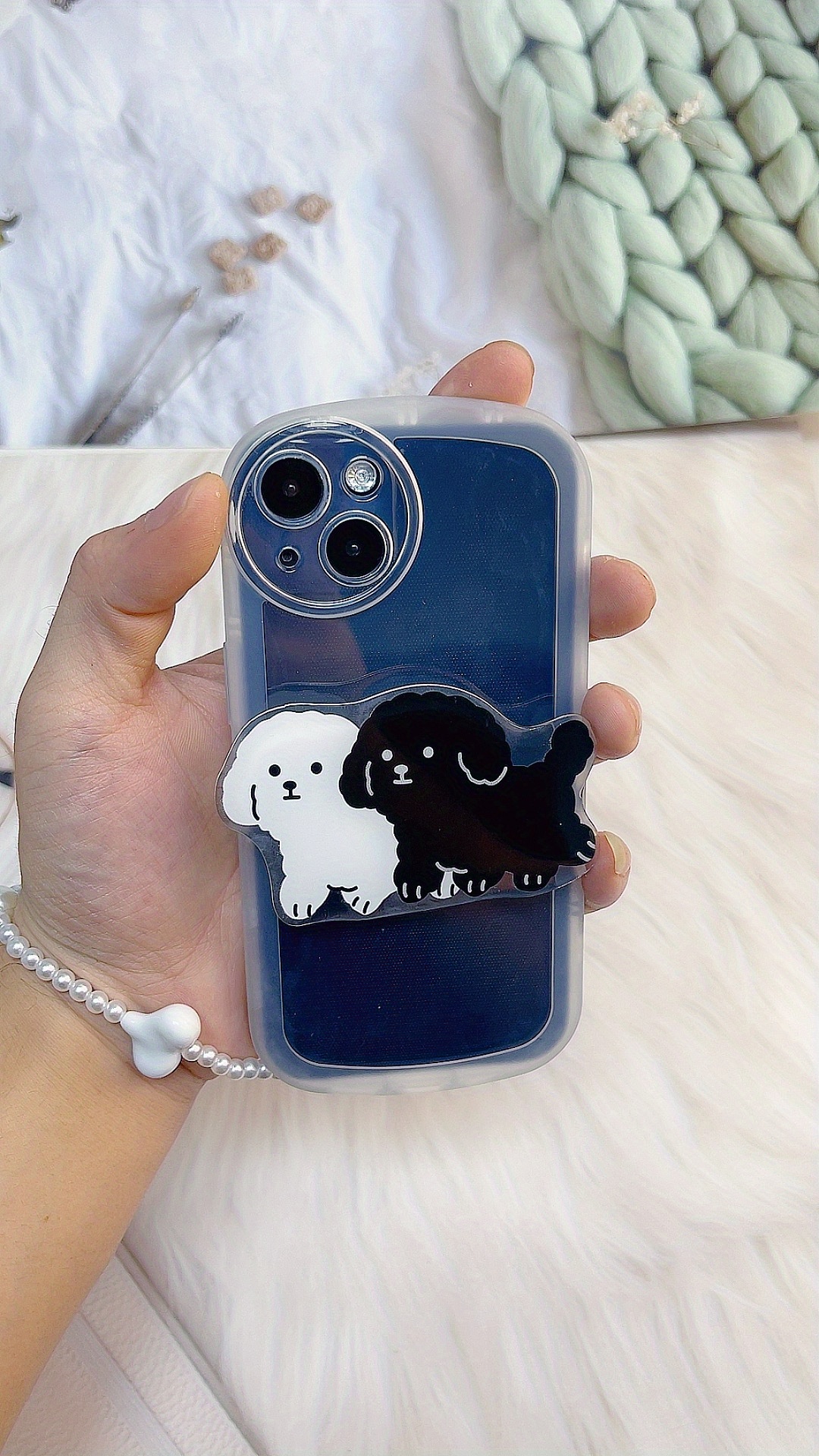 Couple Puppy Stand Anti-fall With Love Bracelet For Iphone 14 13 12 11 X 8  7 6 - Temu