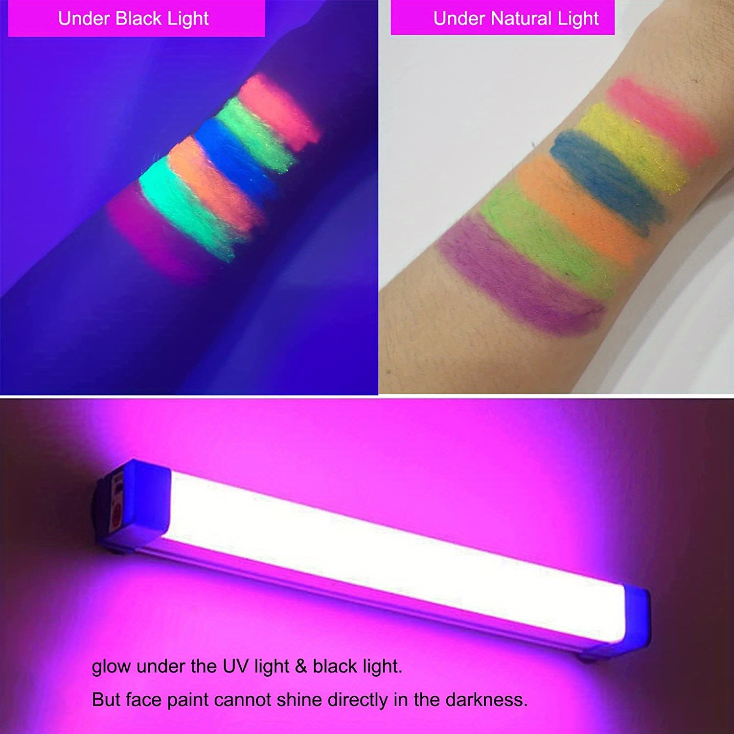 UV-Schwarzlicht-reaktive Gesichts- und Körperbemalung,Glühen unter Sch –  GlowsLand