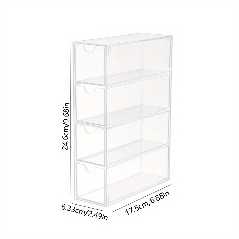 A Single Acrylic Storage Container Stackable, Featuring 4 Tiers For Organizing And Displaying Desktop Stationery, While Being Dustproof