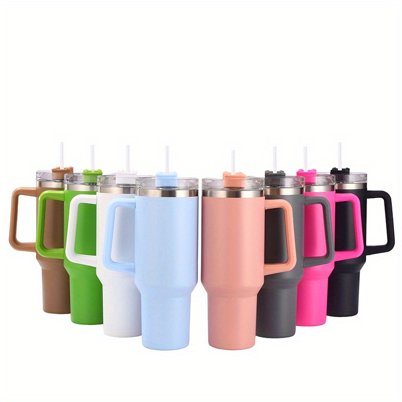 Travel Cup 40oz/1182ml Travel Thermos With Handle Portable Thermos With  Straw And Straw Brush Stainless Steel Insulated Bottle - AliExpress