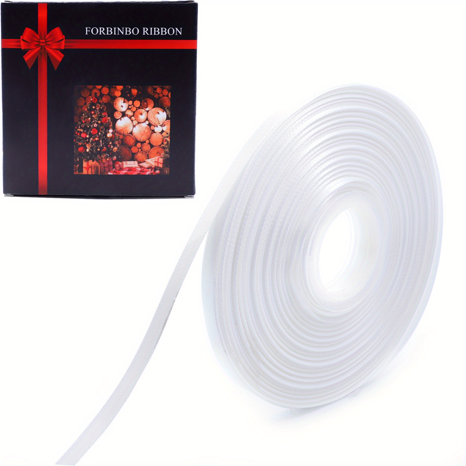  Thin White Ribbon, 1/4 inch Ribbon, Double Faced Satin