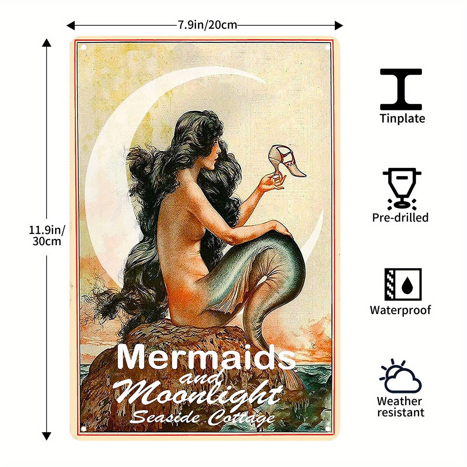 Decor Vintage Metal Tin Signs Diver Mermaid Tin Sign Wall - Temu
