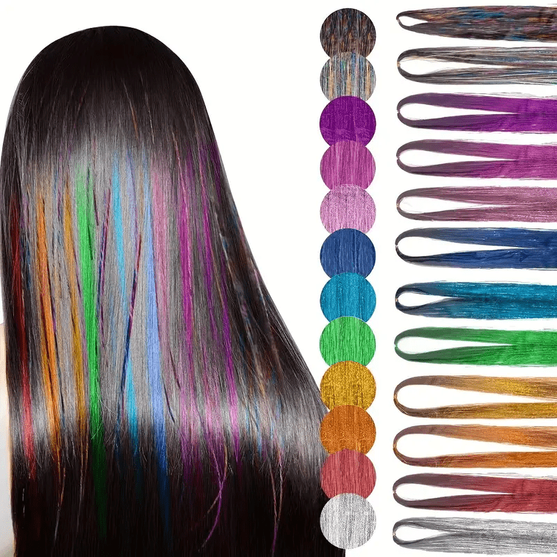 Tinsel Hair Extension With Tool 3200 Strands 16 Mixed Colors - Temu