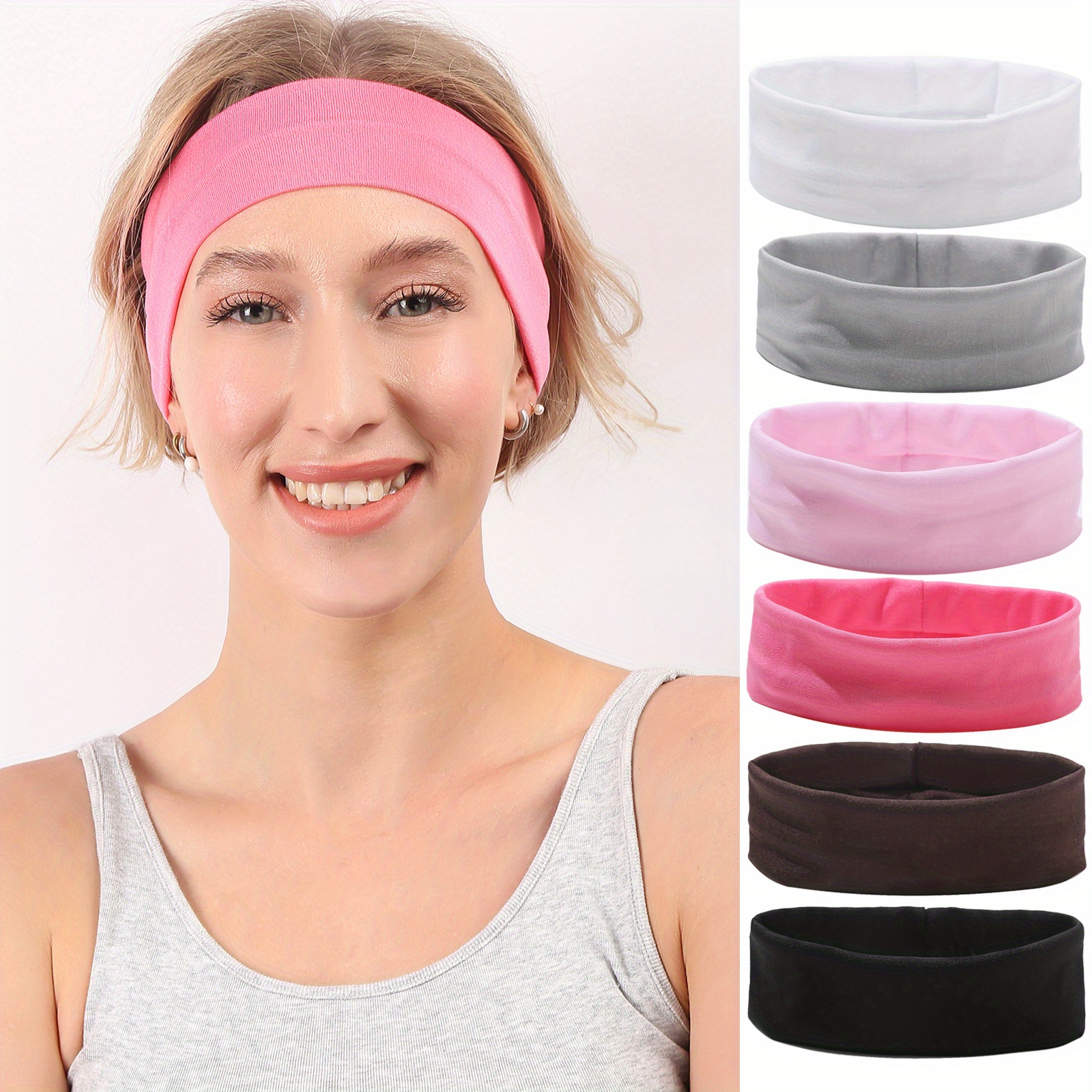 Sports Sweatband Solid Color Hair Band Stretchy Headband - Temu