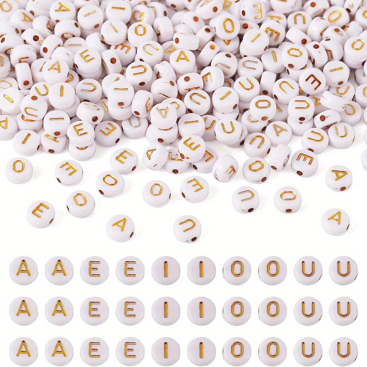 Letter Beads White Round Acrylic Alphabet Beads Vowel - Temu United Arab  Emirates