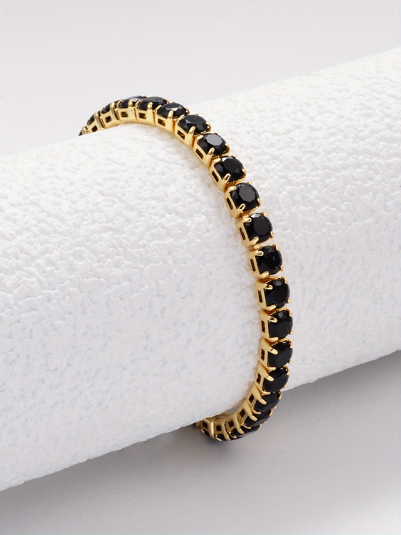 elegant personality black zirconia chain bracelet 18k gold plated classic   for women girls anniversary wedding jewelry details 2