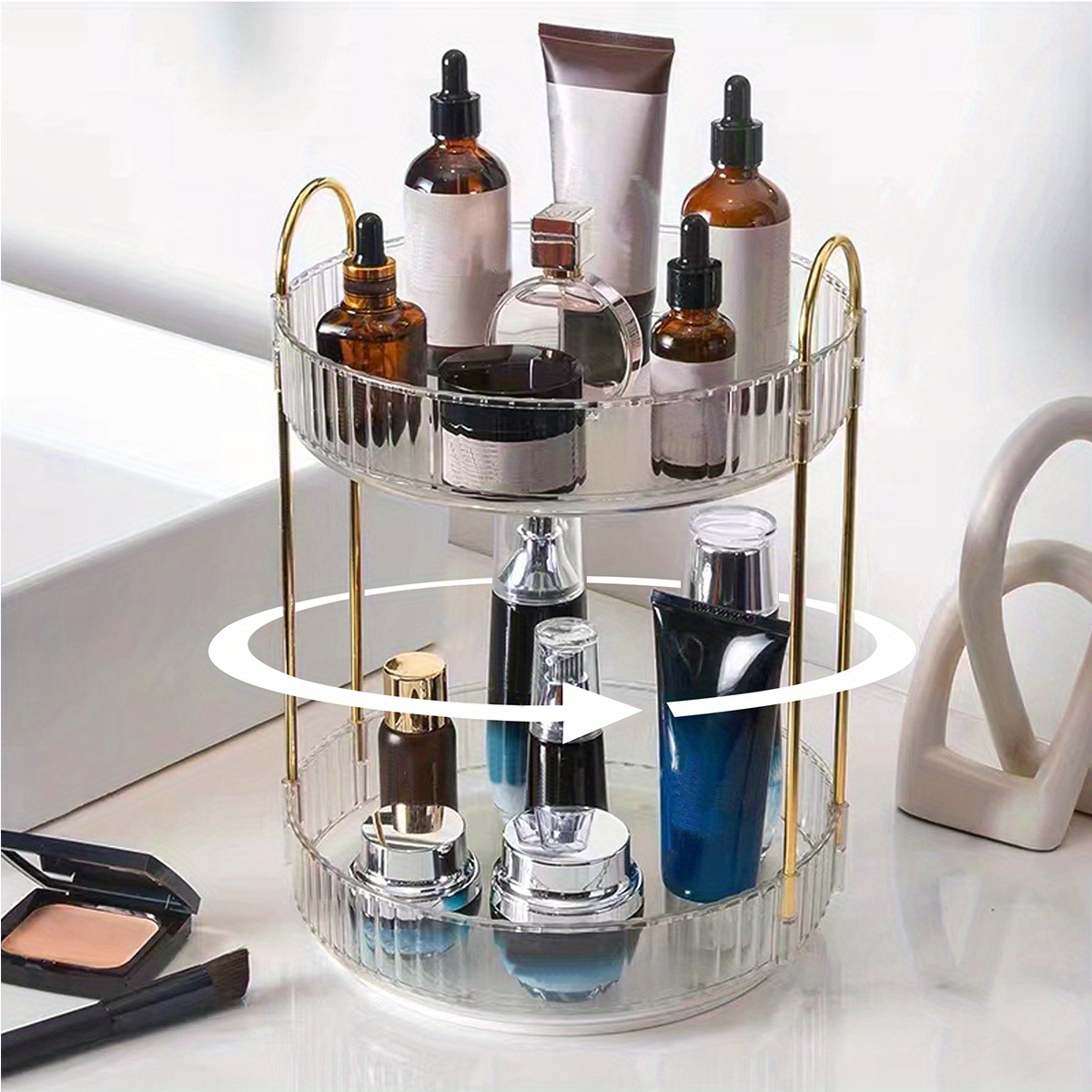 seinlife Organizador de maquillaje giratorio 360, soporte giratorio  ajustable para bricolaje, caja de exhibición de almacenamiento