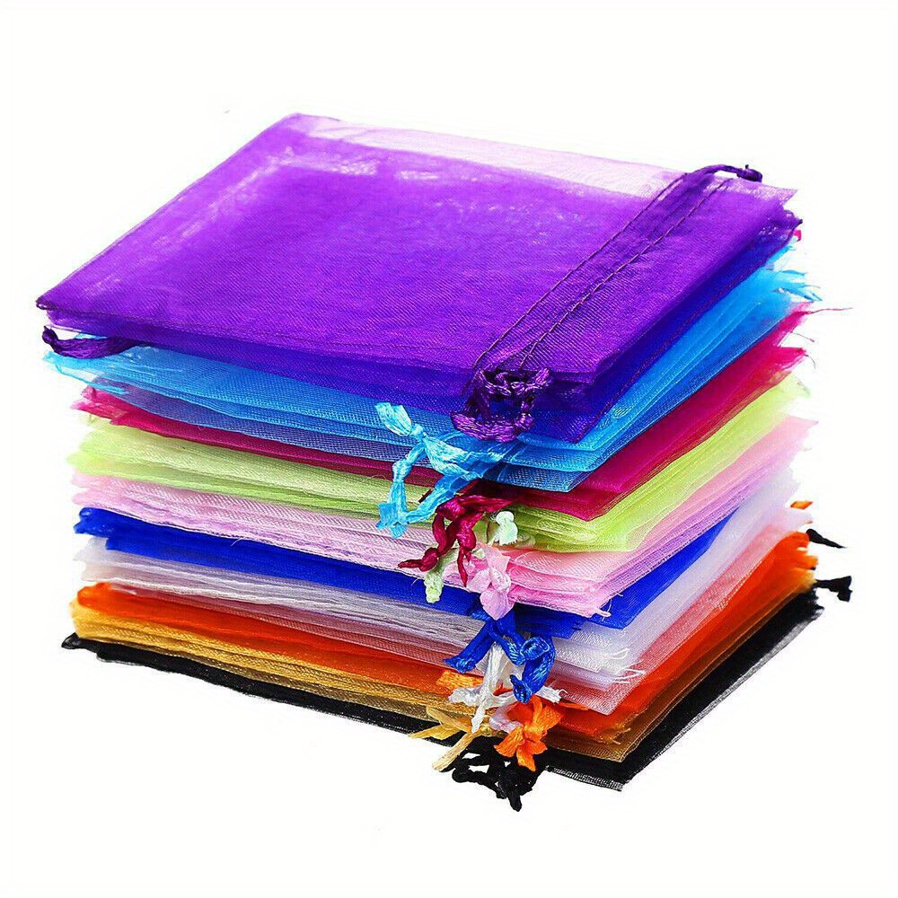 100pcs Random Solid Candy Bag Mesh Jewelry Storage Bags