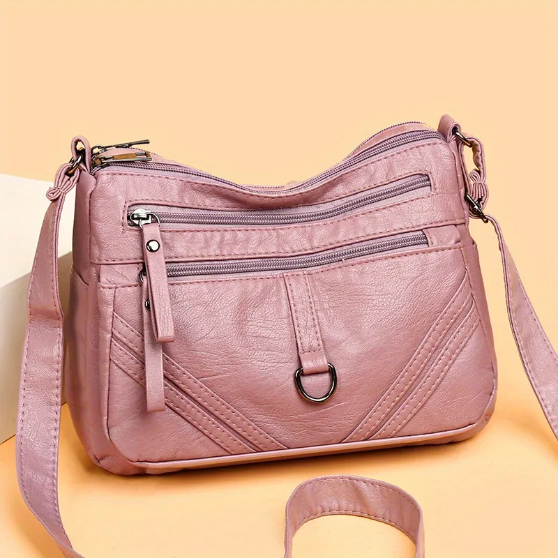 Fashion Pu Leather Crossbody Bag, Women's Multi Pockets Purses