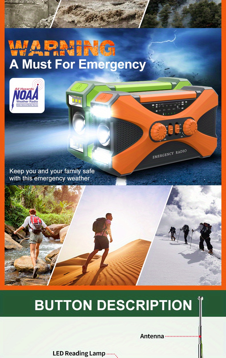 Multi function Emergency Radio /fm/noaa Solar Hand Crank details 2