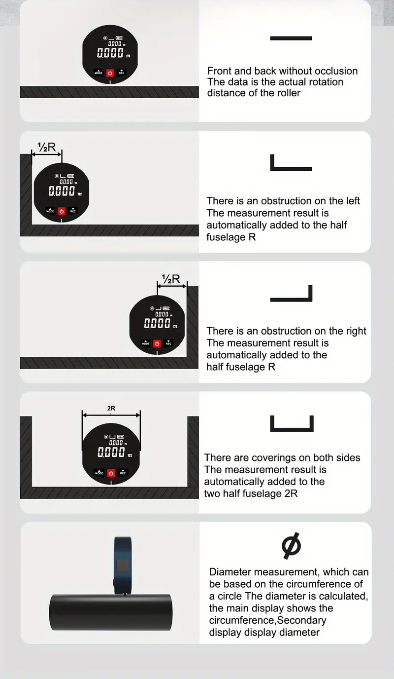 1pc electric tape measure curve surface electronic ruler smart long distance rolling measuring tool flat curved diameter odd shape digital roulette details 7