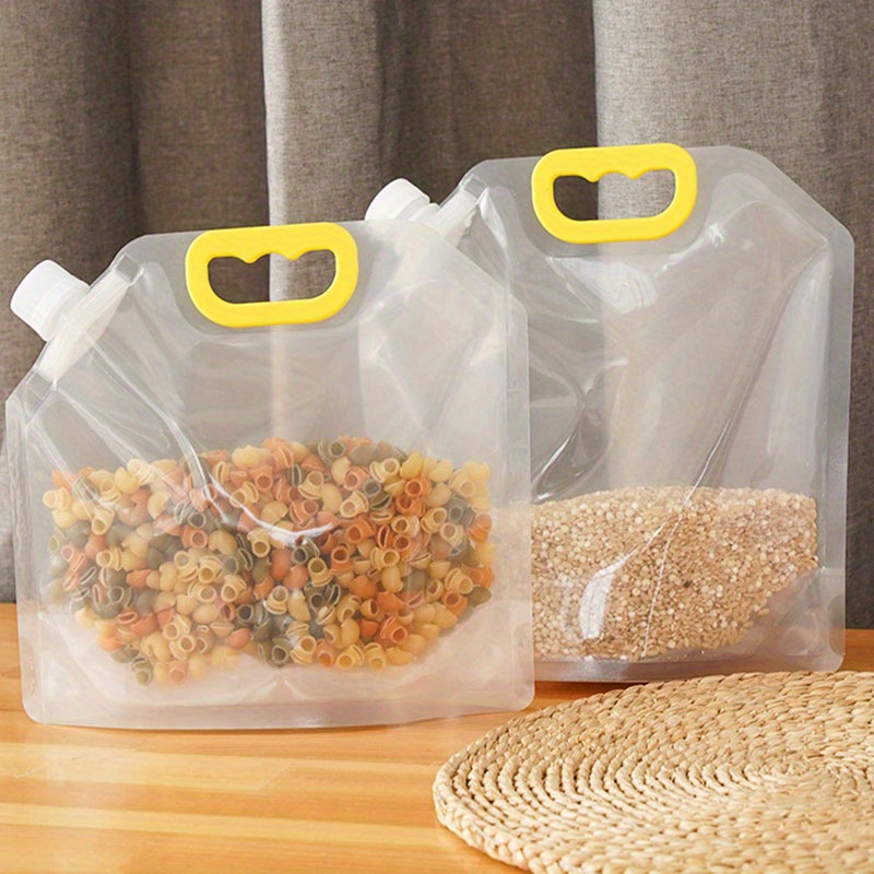  Grain Moisture-proof Sealed Bag,10 Pack Transparent Grain  Storage Suction Bags,Smell Proof Dry Food Storage Bag with Funnel  (1L-10Pcs) : Home & Kitchen