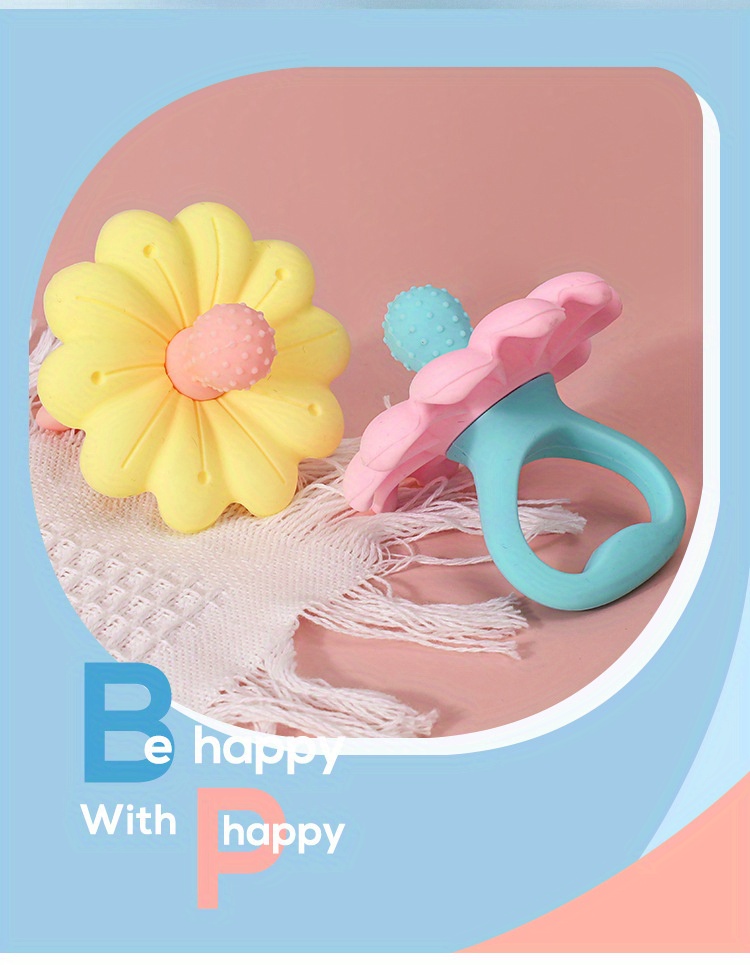   flower silicone teether for     teething toy in   yellow perfect   christmas gift details 2