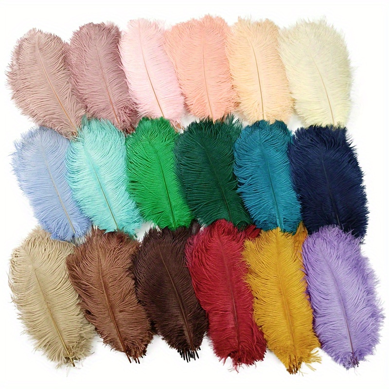 10 Uds plumas de avestruz de colores para manualidades, decoración de  plumas de avestruz blanco grande, decoración de fiesta de boda, azul rey