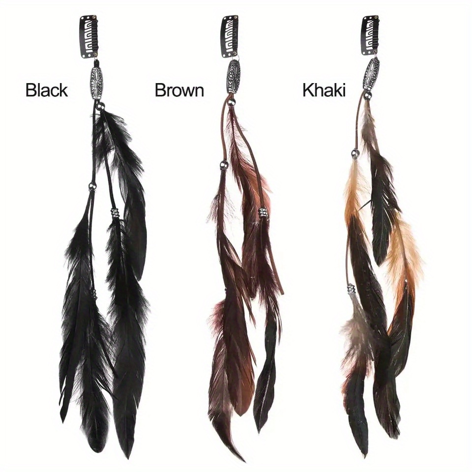 Boho Hair Accessories Feather Extensions DIY Kit Brown Beige Hair Feathers  Hair Accessory for Women 30 Real Feather Hair Extensions 