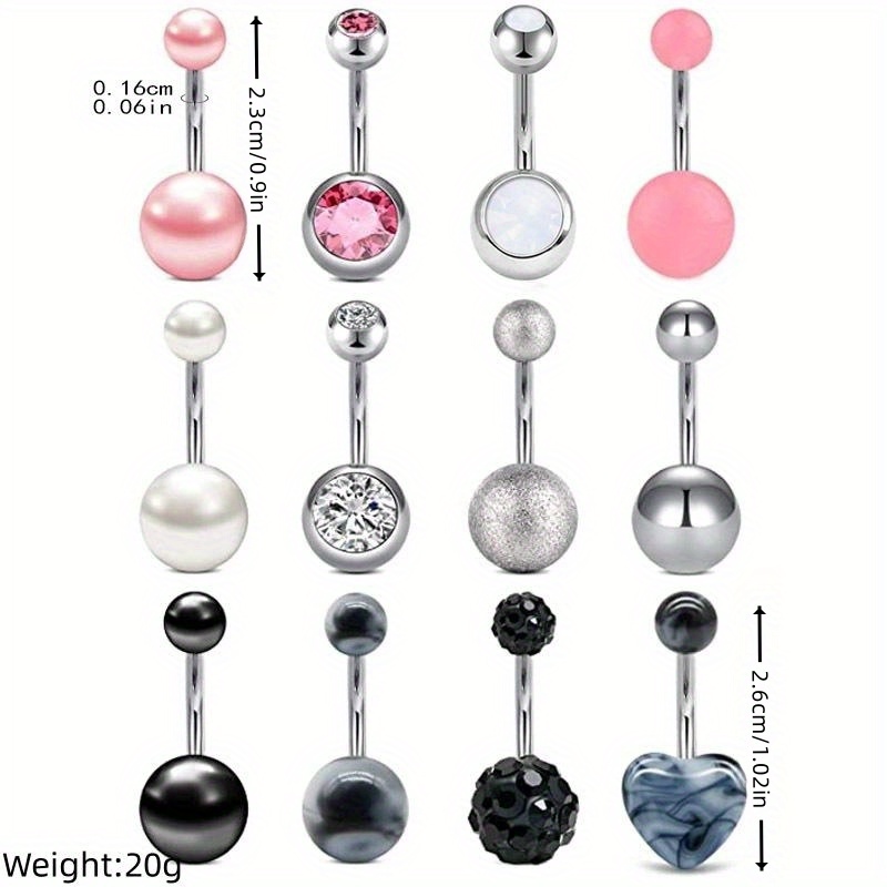 5pcs Stainless Steel Sexy Belly Button Ring Navel Silver Ball Rings Body  Jewelry