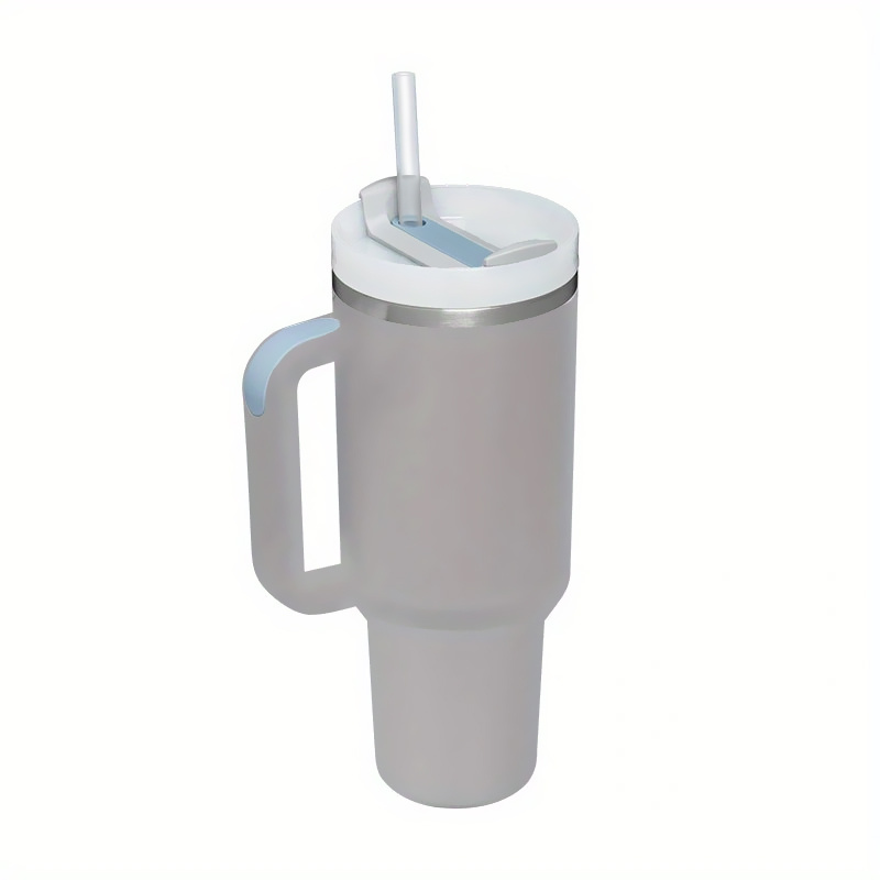 40oz Tumbler with Handle and Straw Lid White