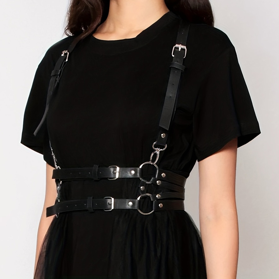 CHEARUBY PU Leather Plus Size Adjustable Underbust Suspender Harness Belt  Harness Waist Belt (Black) at  Women's Clothing store