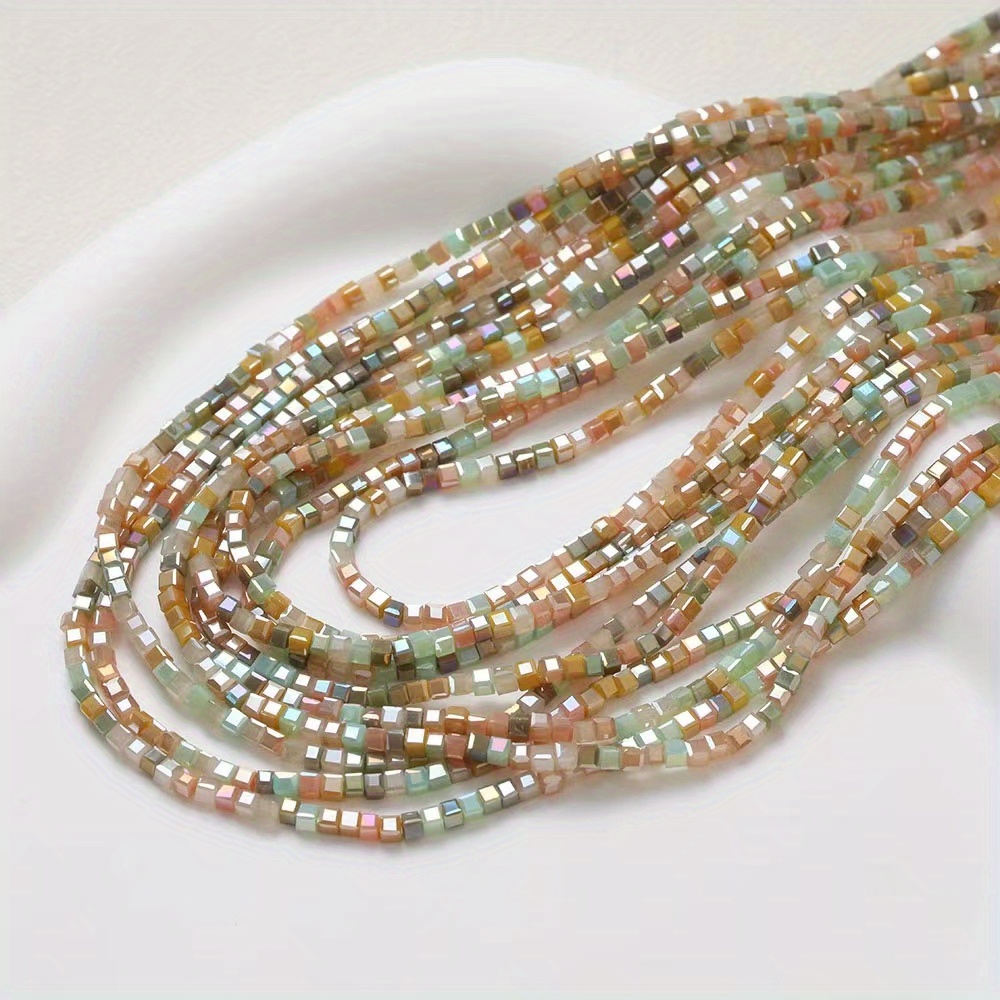 180-190pcs 2.5mm Colorful Square Cubic Glass Bead Spacer Loose Bead Earrings Bracelet Necklace Accessories
