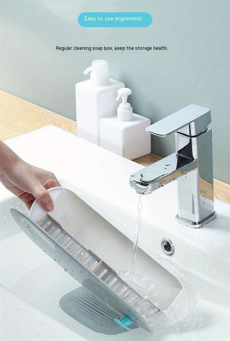 1pc wall mounted soap dish with lid drain soap holder universal flip soap box traceless installation   case bathroom accessories details 10