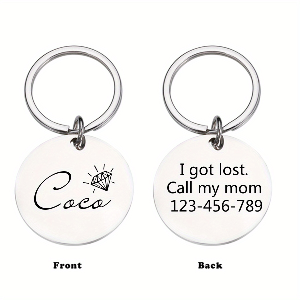 TEMU Personalized Dog Tag, Engraved Dog Tag For Dogs, Pet Id Tags, Custom Dog Tag, Round Shape Dog Id Tag, Dog Collar Tag, Pet Gifts