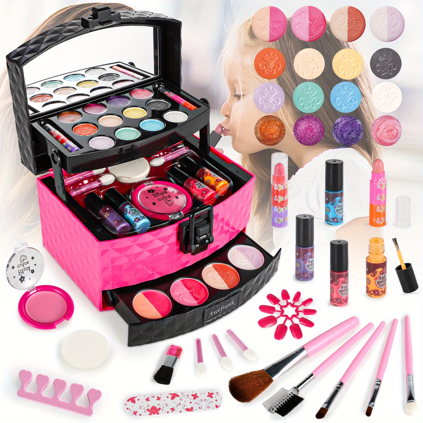 Kids Makeup Kit For Girl Washable & Non-toxic Toddler Makeup Kit, Makeup Set  For 3-12-year-old Kids Birthday Gifts - Temu Bulgaria