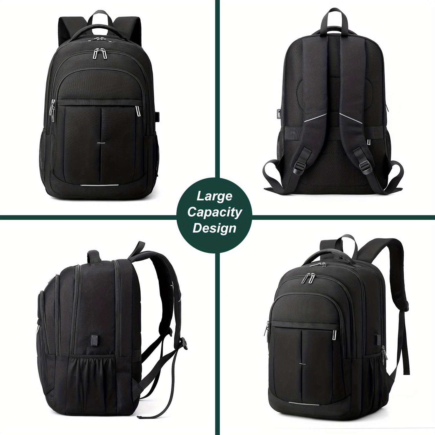 Large Laptop Backpack Usb Charging Port Multi pocket Design Temu