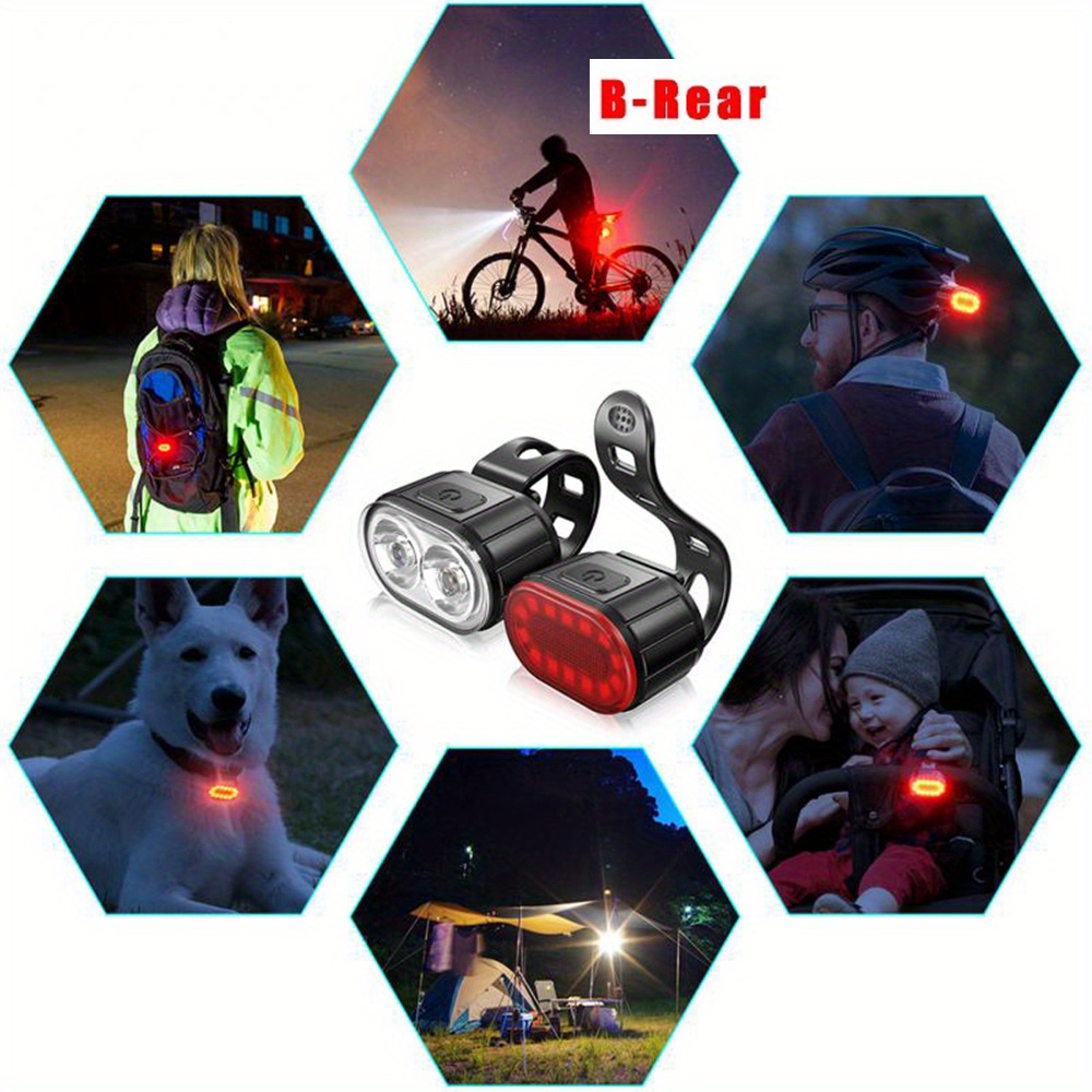 Luz Bicicleta, Luces Delanteras y Traseras de Bicicleta Recargadas USB,  Luces Bici LED Impermeables IPX5, 6 Modos de Brillo, Adecuadas para Todas  Las