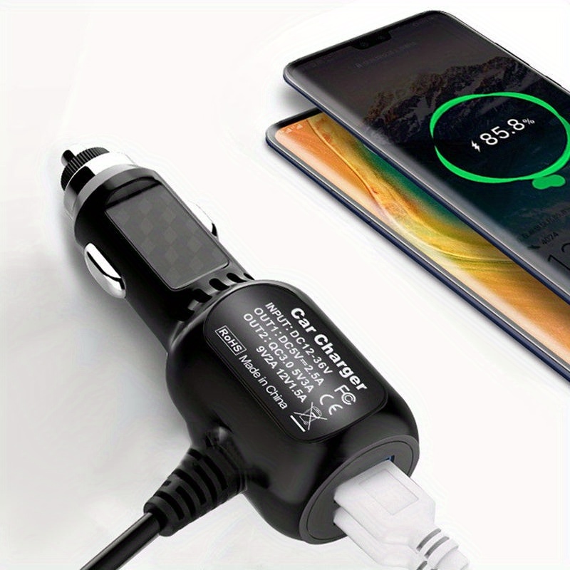 Cargador Coche Usb Dual Luz Carga Cable Grabadora Conducción - Temu Mexico